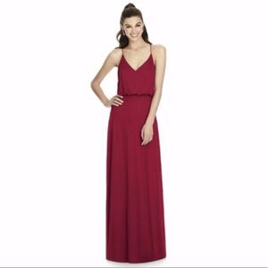 After Six Burgundy Chiffon Evening Gown Bridesmaid Prom Size 00